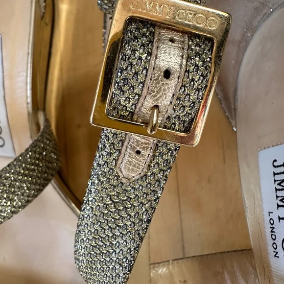 Jimmy Choo Chiara Glitter Demi-wedge Sandal, 37/7 GD1202 - Picture 10 of 10